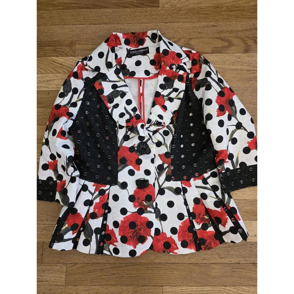 Rare Dolce & Gabbana Carnation Floral Polka Dot Blazer